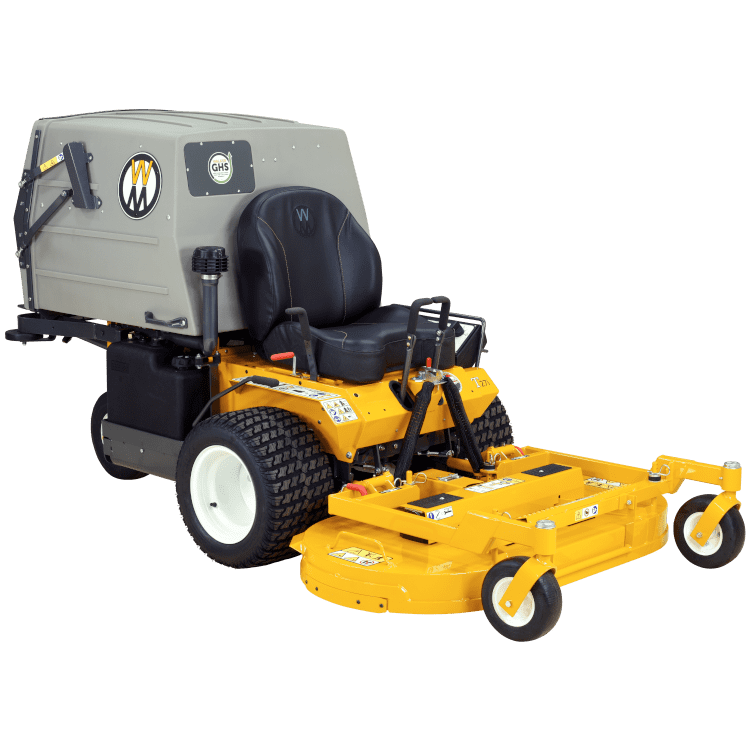 Walker T27i-11 Tractor with mower, front right view.